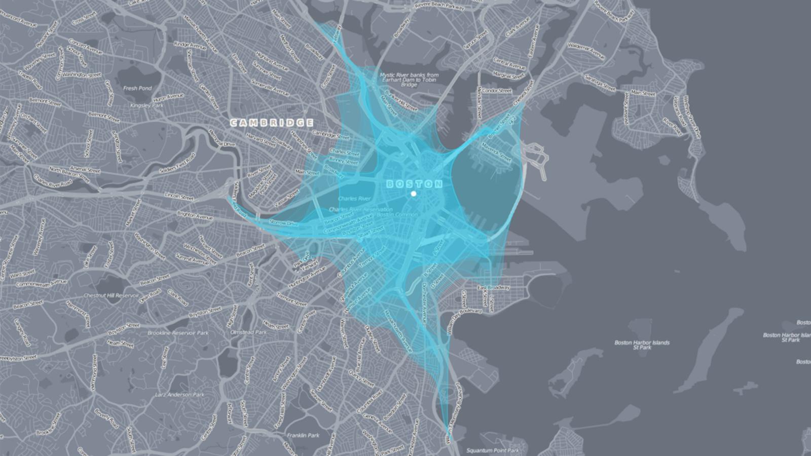  Farbig hervorgehobene interaktive Darstellung von Bewegungsr?umen in Boston